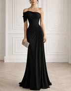 Solid Color Chiffon One Shoulder Twisted Drape Maxi Dress