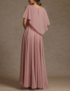 Solid Color Chiffon Cape Style Maxi Dress