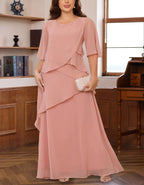 Solid Color Chiffon With Irregular Layering Maxi Dress