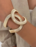 Design Conscious Cross Cut Striped Spring Clasp Bracelet