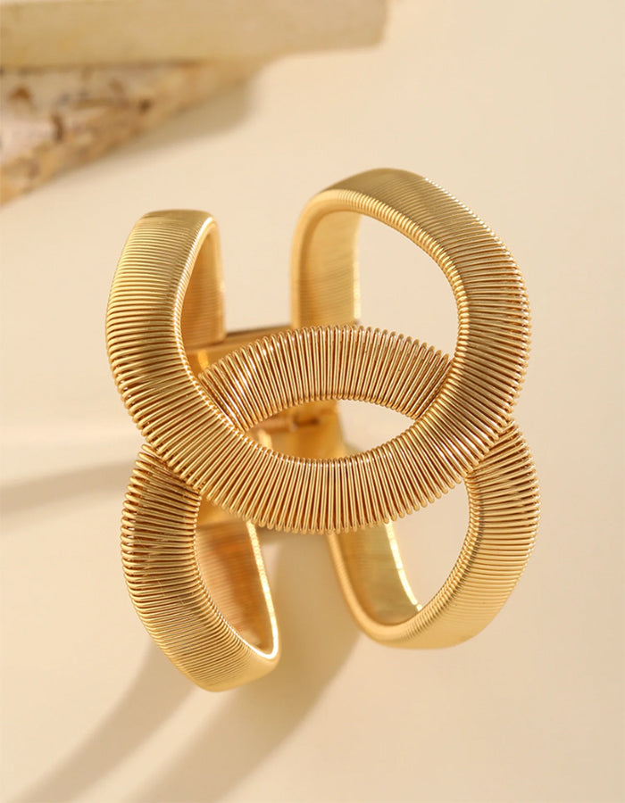 Design Conscious Cross Cut Striped Spring Clasp Bracelet