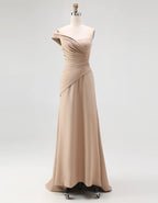Plus Size Nude Draped Knit One Shoulder Fishtail Maxi Dress