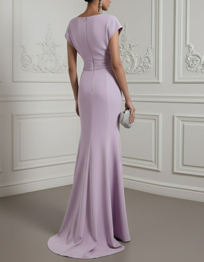 Taro Purple Draped Captain Blended Fishtail Maxi Dress