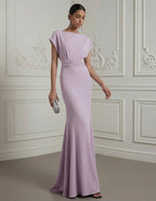 Taro Purple Draped Captain Blended Fishtail Maxi Dress