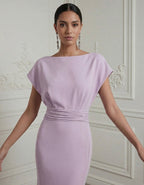 Taro Purple Draped Captain Blended Fishtail Maxi Dress