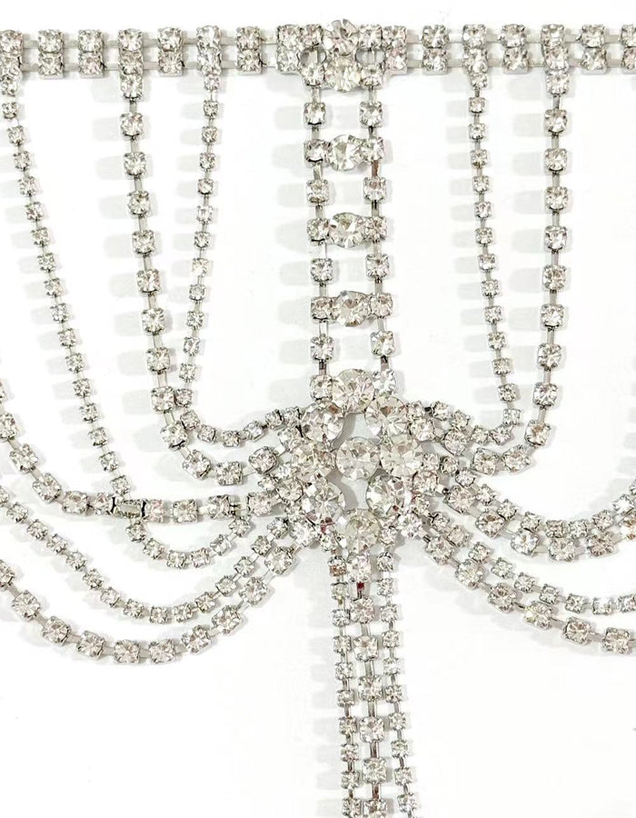 Multi Layer Rhinestone Tassel Shoulder Chain