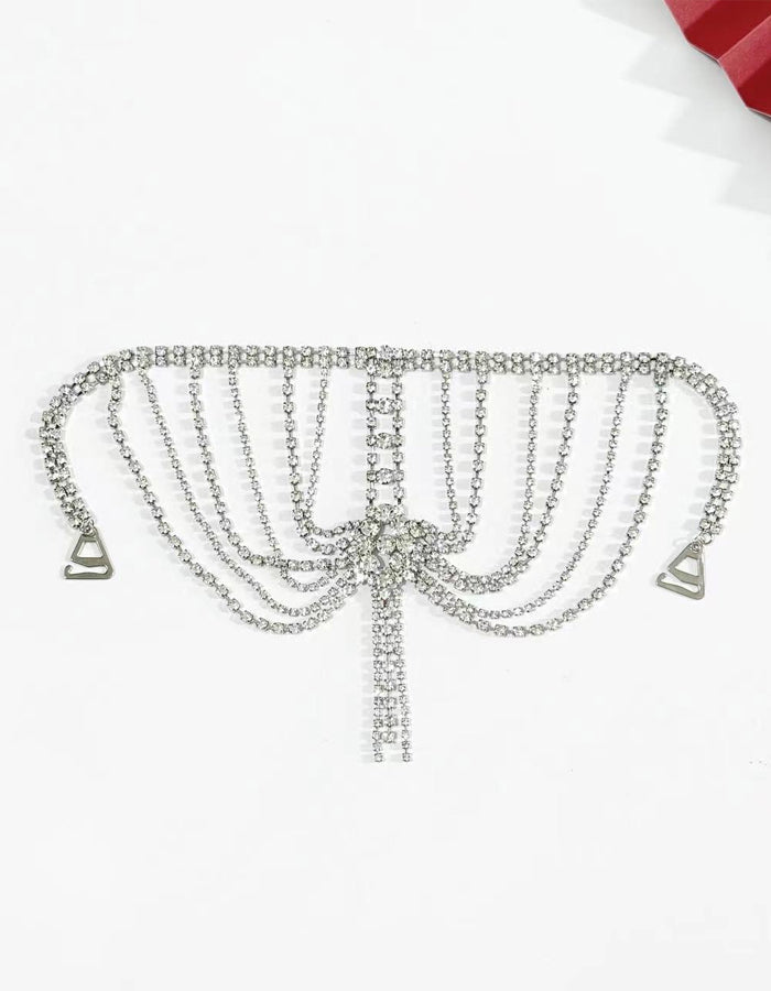 Multi Layer Rhinestone Tassel Shoulder Chain