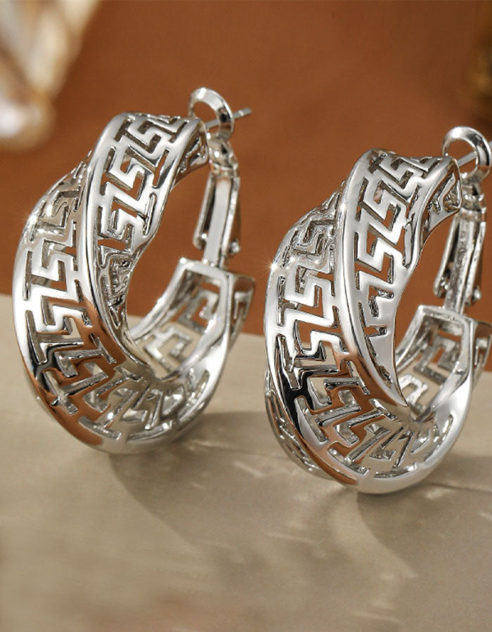 High End Metallic Round Earrings