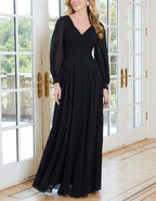 Solid Color Lace Appliqué Chiffon Maxi Dress