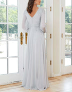 Solid Color Lace Appliqué Chiffon Maxi Dress