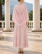 Solid Color Lace Flutter Sleeve Chiffon Maxi Dress
