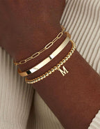 Stackable Beaded Letter Pendant Bracelet 3-Piece Set