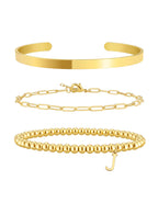 Stackable Beaded Letter Pendant Bracelet 3-Piece Set