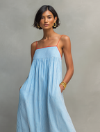 Vestido largo minimalista de rayas