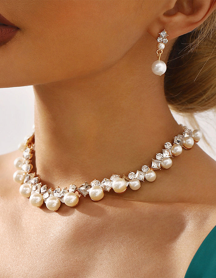 Baroque Alloy Necklace And Earring Jewelry Set