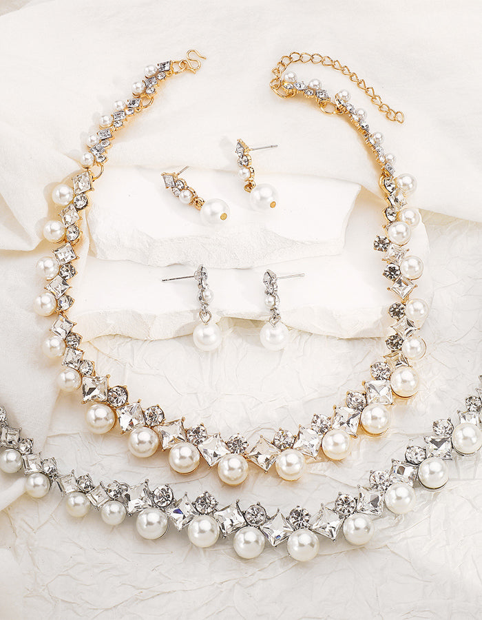 Baroque Alloy Necklace And Earring Jewelry Set