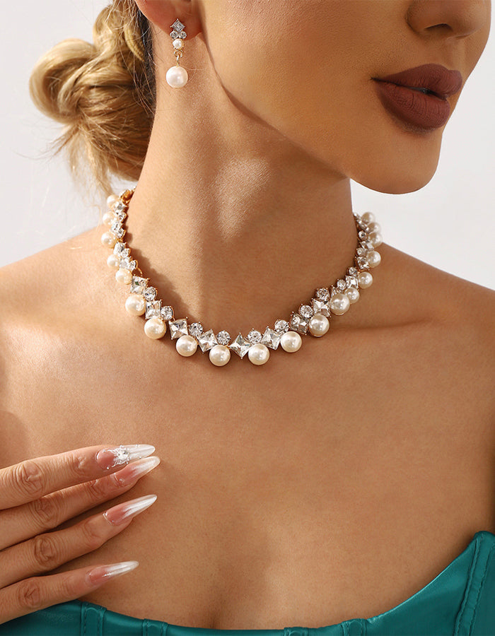 Baroque Alloy Necklace And Earring Jewelry Set