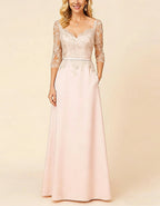 Light Pink Lace Patchwork Maxi Dress