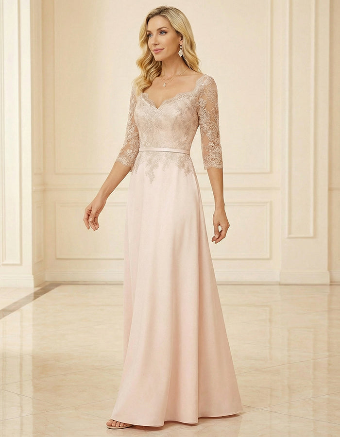 Light Pink Lace Patchwork Maxi Dress