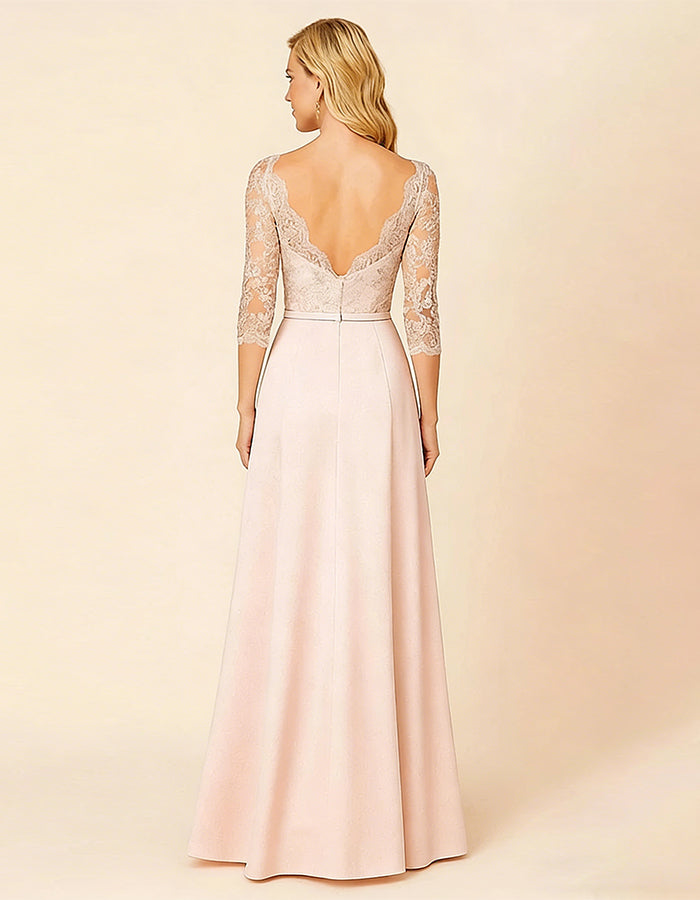 Light Pink Lace Patchwork Maxi Dress