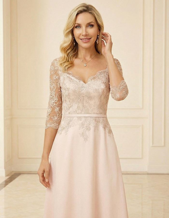 Light Pink Lace Patchwork Maxi Dress