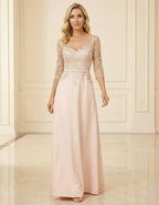 Light Pink Lace Patchwork Maxi Dress