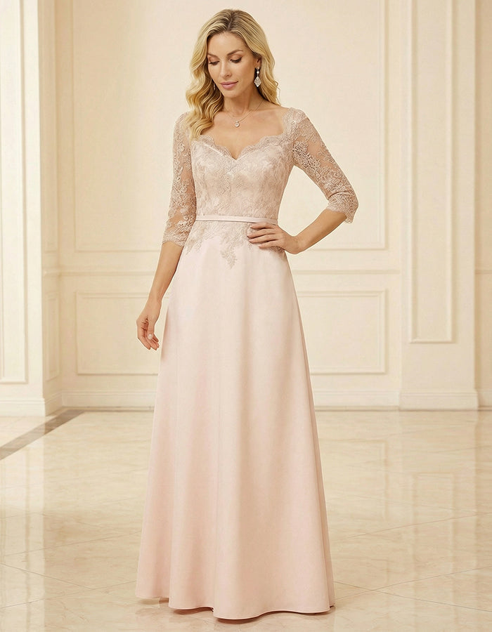 Light Pink Lace Patchwork Maxi Dress