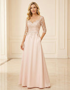 Light Pink Lace Patchwork Maxi Dress
