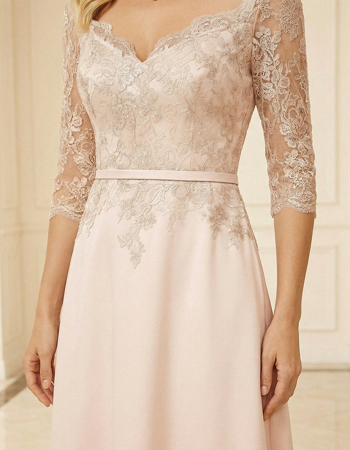 Light Pink Lace Patchwork Maxi Dress