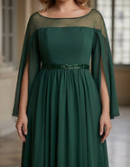 Green Chiffon Shawl Style Full Maxi Dress
