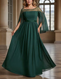 Green Chiffon Shawl Style Full Maxi Dress