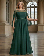 Green Chiffon Shawl Style Full Maxi Dress