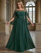 Green Chiffon Shawl Style Full Maxi Dress