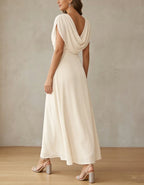 Pink Draped Chiffon Maxi Dress