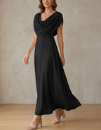 Pink Draped Chiffon Maxi Dress