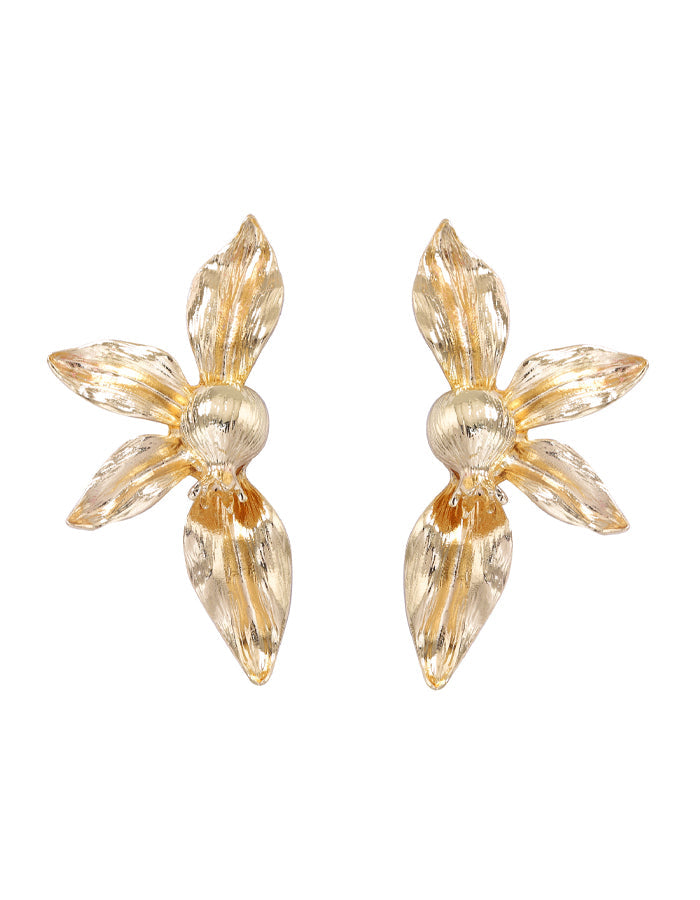 Unique Textured Alloy Flower Stud Earrings