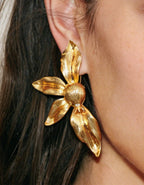 Unique Textured Alloy Flower Stud Earrings