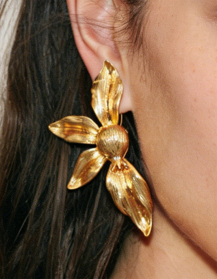 Unique Textured Alloy Flower Stud Earrings