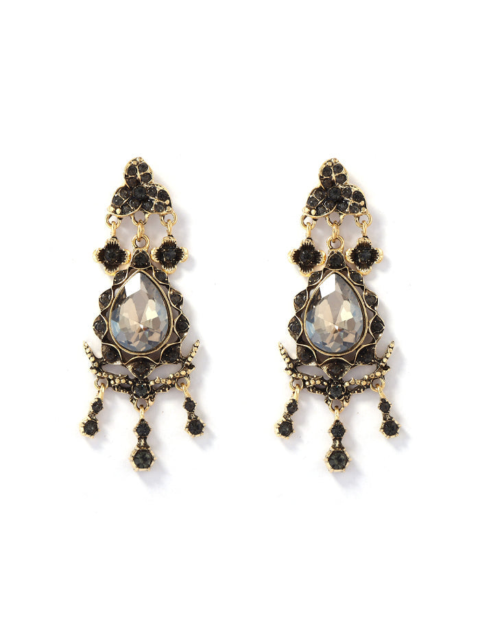 Alloy Full Diamond Teardrop Earrings