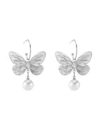 Large Butterfly Pearl Earrings