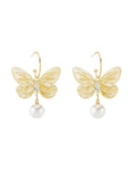 Large Butterfly Pearl Earrings
