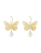 Large Butterfly Pearl Earrings