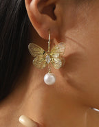 Large Butterfly Pearl Earrings