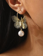 Large Butterfly Pearl Earrings
