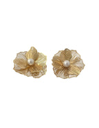 Gold Openwork Flower Earrings