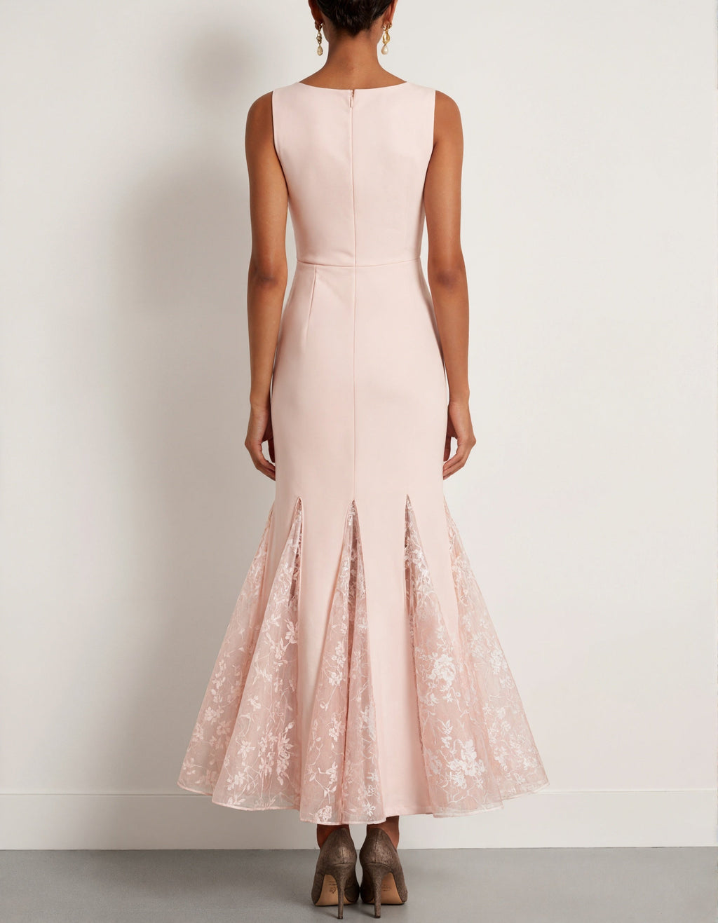 Solid Color Sleeveless Lace Patchwork Maxi Dress