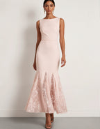 Solid Color Sleeveless Lace Patchwork Maxi Dress