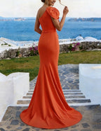 Orange Off Shoulder Maxi Dress