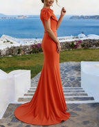 Orange Off Shoulder Maxi Dress