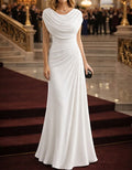 Solid Color Draped Collar And Fishtail Maxi Dress